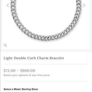 James Avery Light double curb charm bracelet